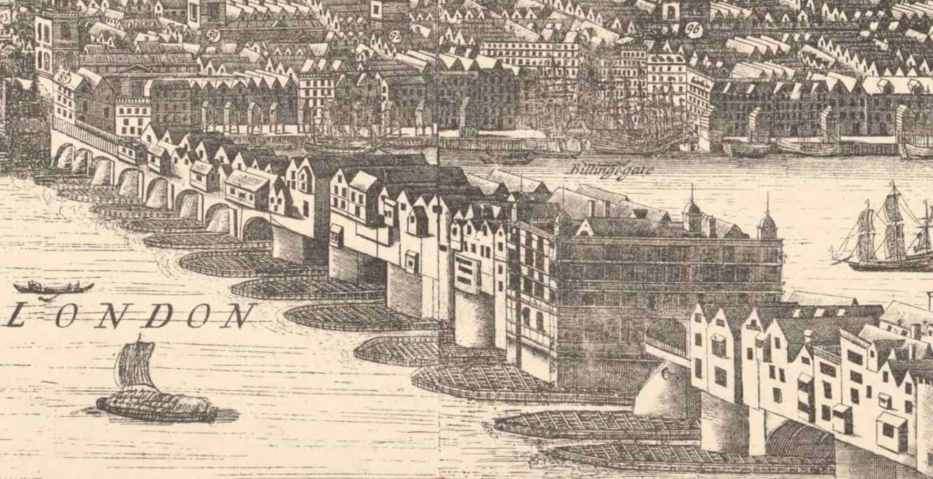 The remains of the old medieval London Bridge